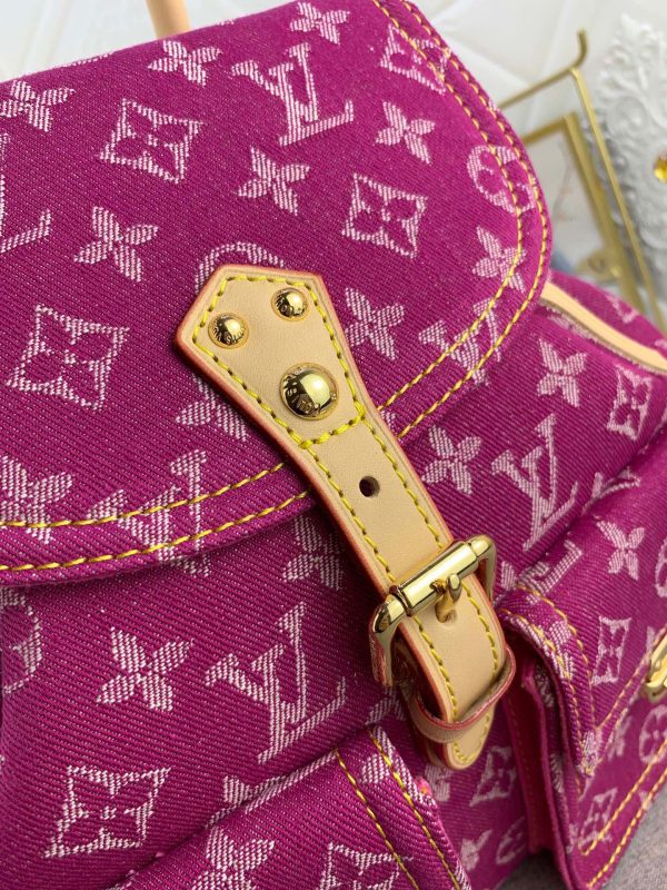 Lv Denim Backpack Pink