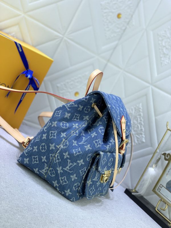 Lv Denim Backpack Blue