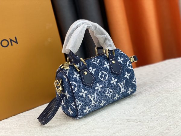 LV NANO SPEEDY DENIM BLUE BAG