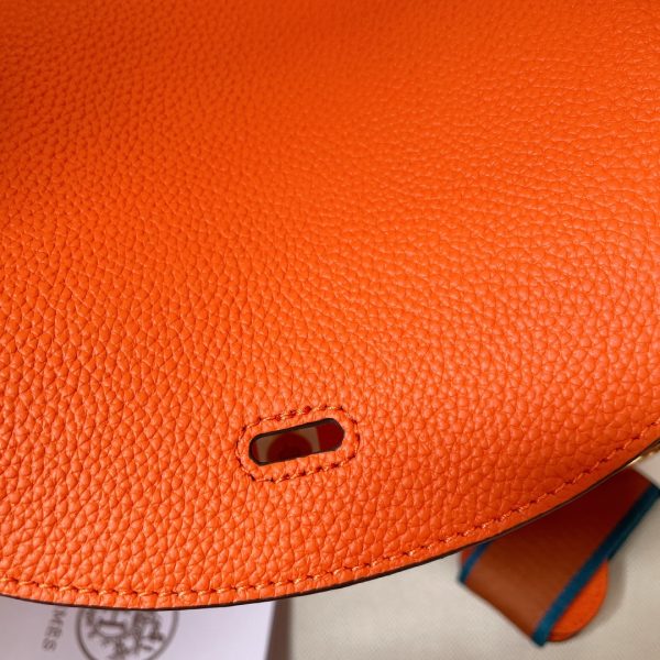 HERMES LINDY MINI TOGO BAG GOLD HARDWARE ORANGE 19CM