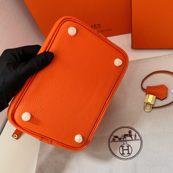 HERMES PICOTIN CLEMENCE GOLD HARDWARE ORANGE 22CM