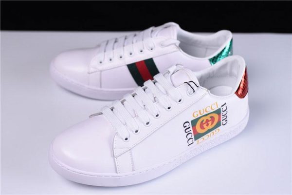 GUCCI ACE EMBROIDERED LOW-TOP SNEAKER CASUAL SHOES SQUARE LOGO