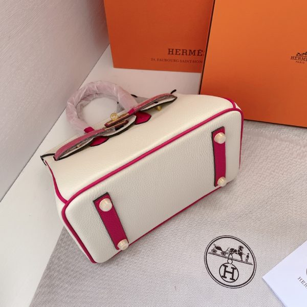 HERMES BIRKIN MINI GOLD HARDWARE EPSOM WHITE & PINK 20CM