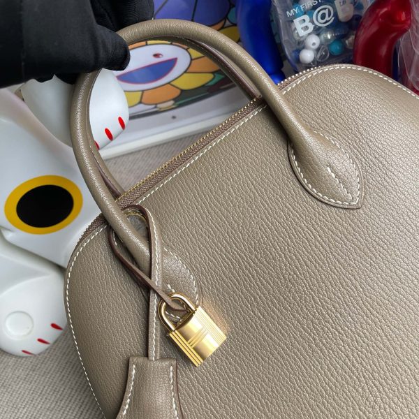 HERMES BOLIDE CHEVRE CK81 ETOUPE GOLD HARDWARE 25CM