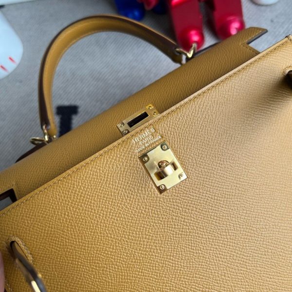 HERMES KELLY EPSOM 2S SESAME GOLD HARDWARE 25CM