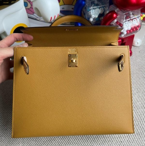 HERMES KELLY EPSOM 2S SESAME GOLD HARDWARE 25CM