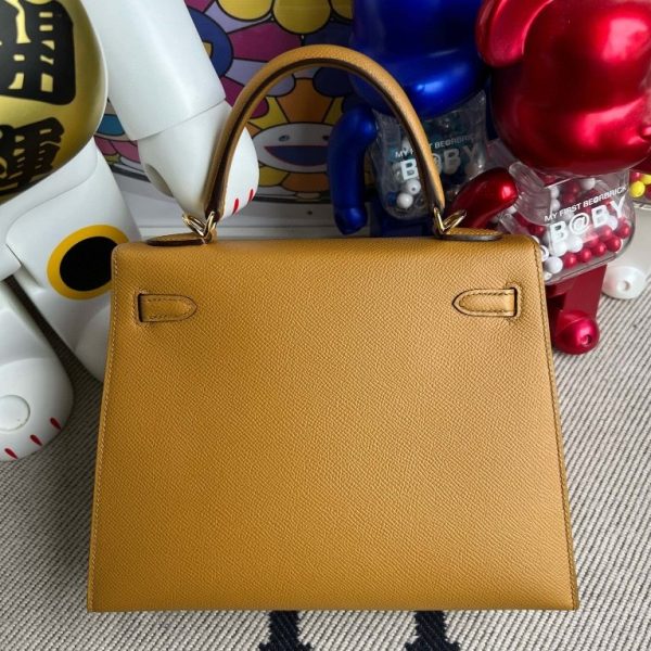 HERMES KELLY EPSOM 2S SESAME GOLD HARDWARE 25CM