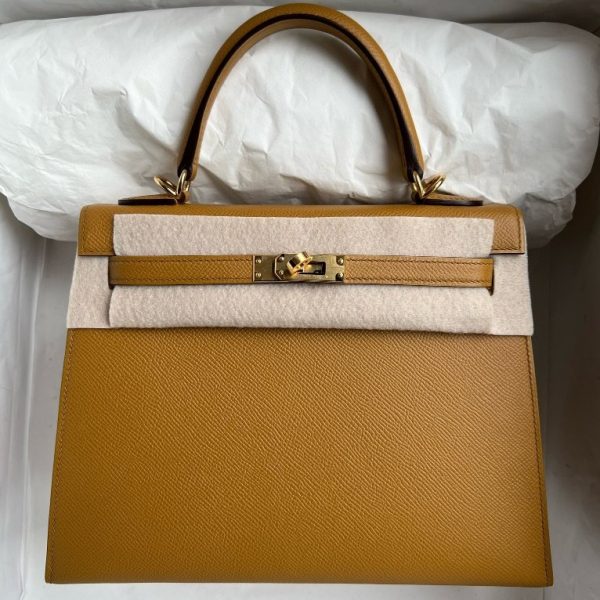 HERMES KELLY EPSOM 2S SESAME GOLD HARDWARE 25CM