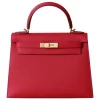 HERMES KELLY RED SELLIER ROUGE EPSOM GOLD HARDWARE 32CM