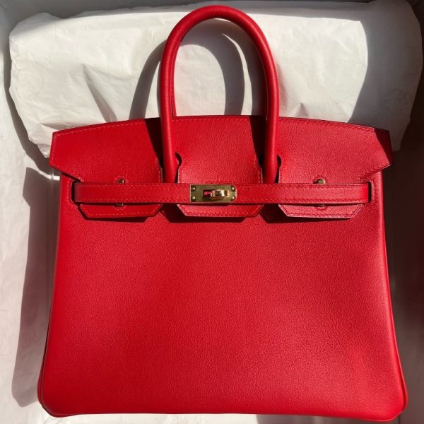 HERMES BIRKIN SWIFT S3 BRIGHT RED GOLD HARDWARE 25CM