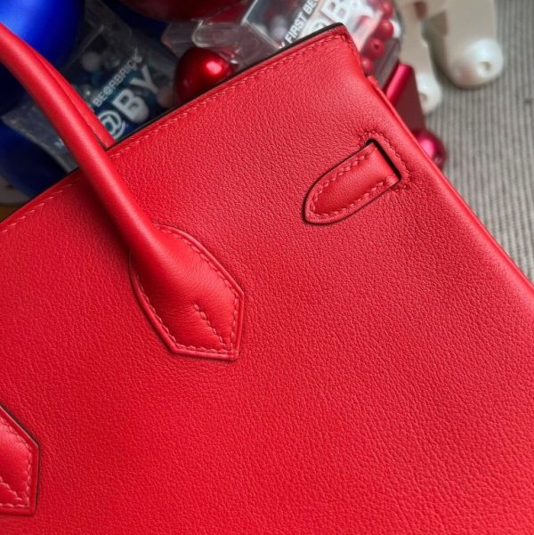 HERMES BIRKIN SWIFT S3 BRIGHT RED GOLD HARDWARE 25CM