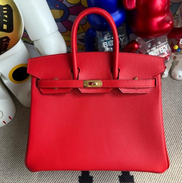 HERMES BIRKIN SWIFT S3 BRIGHT RED GOLD HARDWARE 25CM