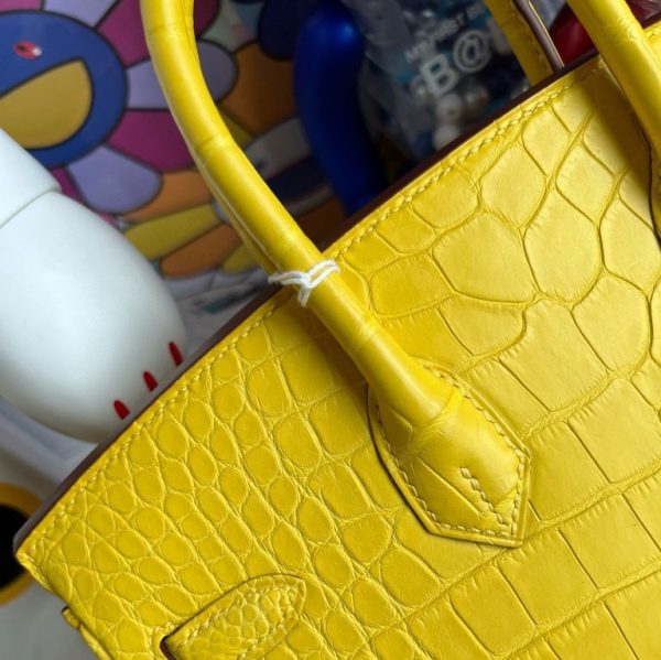 HERMES BIRKIN ALLIGATOR MATTE M9 MARIGOLD YELLOW GOLD HARDWARE 25CM