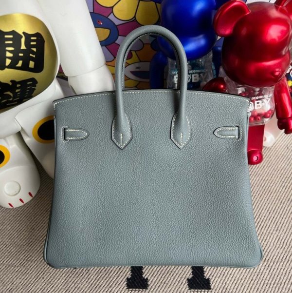 HERMES BIRKIN TOGO J7 BLUE LIN SILVER HARDWARE 25CM