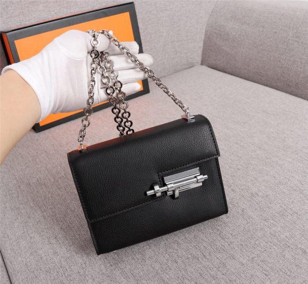 HERMES VERROU CHAINE BAG BLACK 17CM