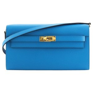 HERMES KELLY CLASSIQUE TO GO WALLET BLUE