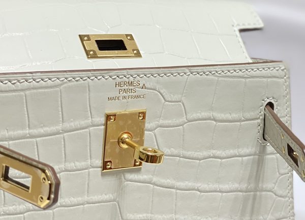 HERMES MINI KELLY K20 GOLD-TONED HARDWARE WHITE 20CM