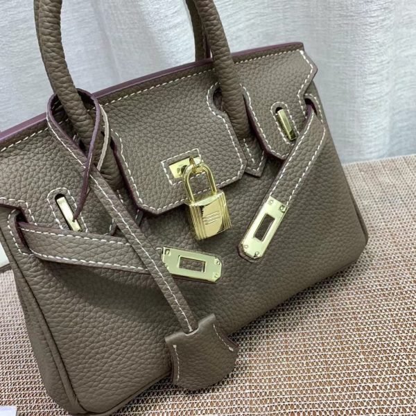 HERMES BIRKIN MINI GOLD HARDWARE EPSOM DARK BEIGE 20CM