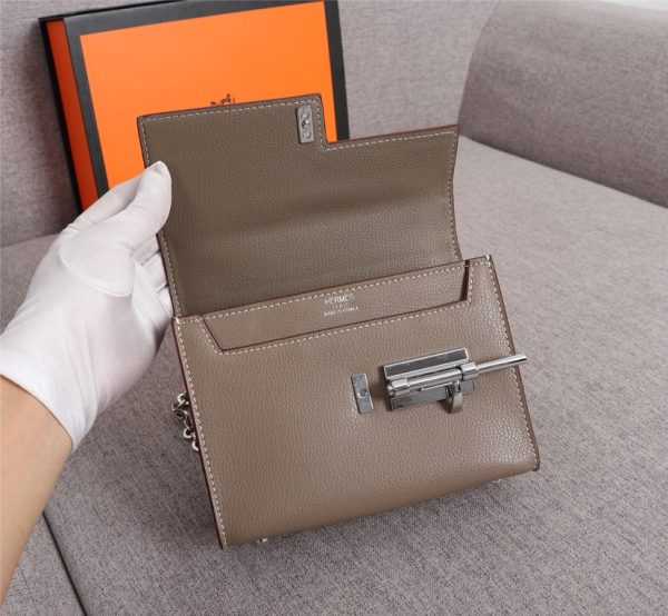 HERMES VERROU CHAINE BAG GREY 17CM