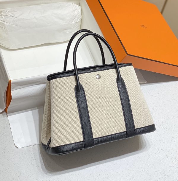 HERMES GARDEN PARTY 30 TOTE BAG BLACK 30CM