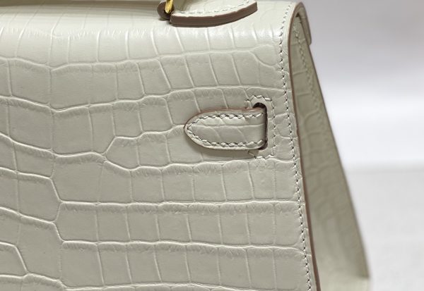 HERMES MINI KELLY K20 GOLD-TONED HARDWARE WHITE 20CM