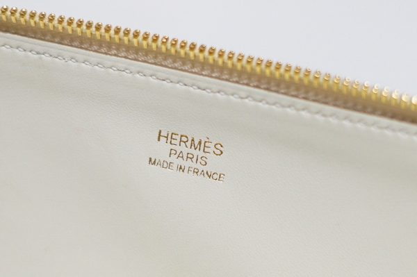 HERMES VINTAGE BOLIDE 31 CANVAS LEATHHER BAG WHITE GREY 31CM