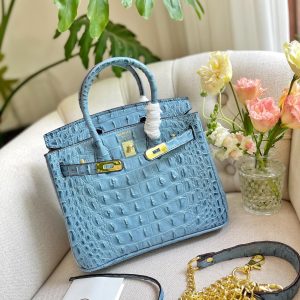 HERMES BIRKIN MINI CROCODILE BLUE 20CM