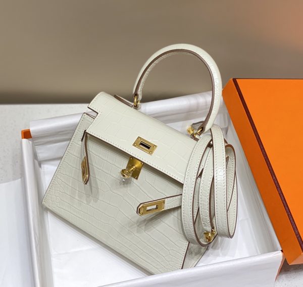 HERMES MINI KELLY K20 GOLD-TONED HARDWARE WHITE 20CM