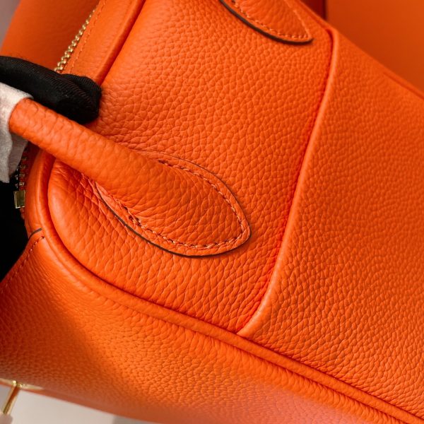 HERMES LINDY MINI TOGO BAG GOLD HARDWARE ORANGE 19CM