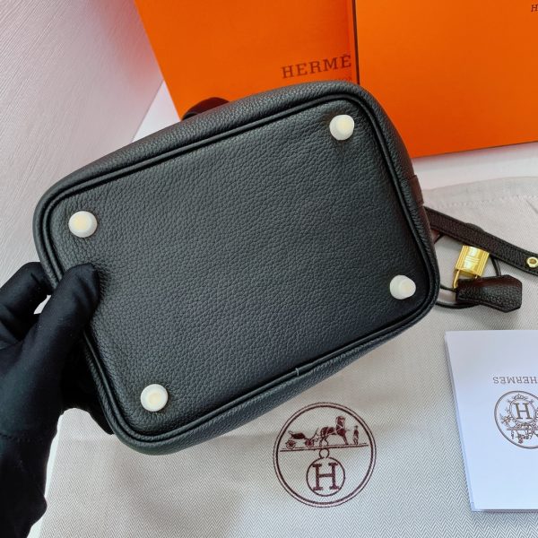 HERMES PICOTIN CLEMENCE GOLD HARDWARE BLACK 22CM