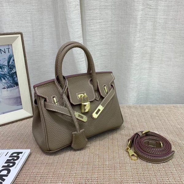 HERMES BIRKIN MINI GOLD HARDWARE EPSOM DARK BEIGE 20CM