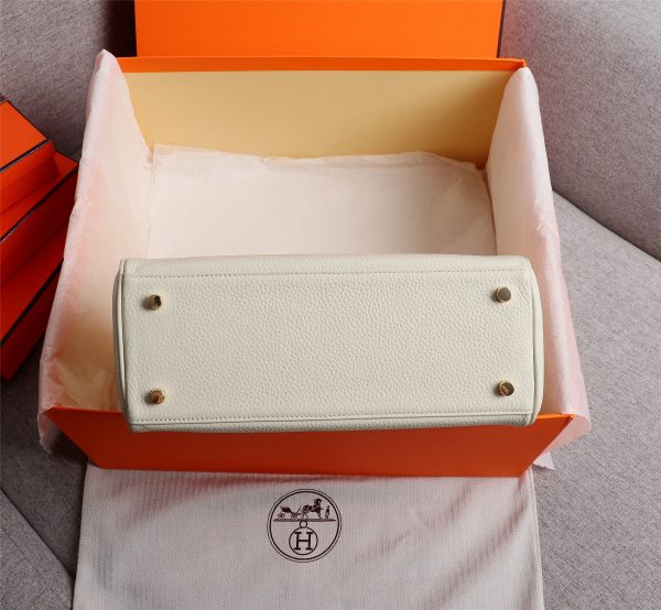 HERMES KELLY WHITE SELLIER ROUGE EPSOM GOLD HARDWARE 32CM