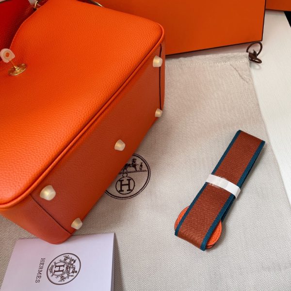 HERMES LINDY MINI TOGO BAG GOLD HARDWARE ORANGE 19CM