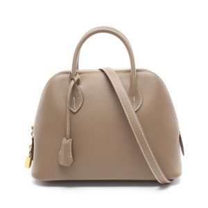 HERMES BOLIDE CHEVRE CK81 ETOUPE GOLD HARDWARE 25CM