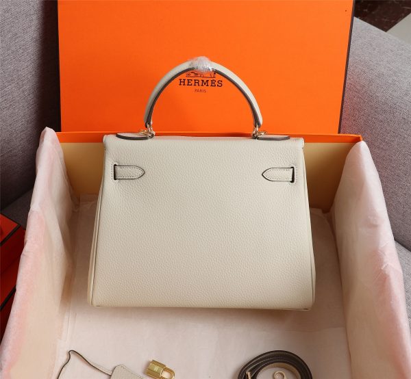 HERMES KELLY WHITE SELLIER ROUGE EPSOM GOLD HARDWARE 32CM