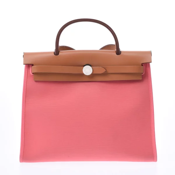 HERMES HERBAG ZIP 31 BAG PALLADIUM HARDWARE PINK 31CM