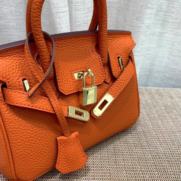 HERMES BIRKIN MINI GOLD HARDWARE EPSOM ORANGE 20CM