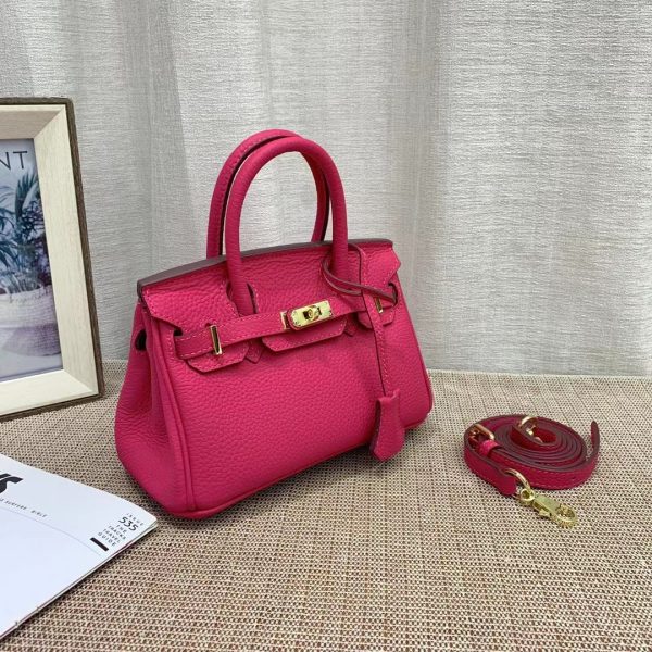 HERMES BIRKIN MINI GOLD HARDWARE EPSOM DARK PINK 20CM