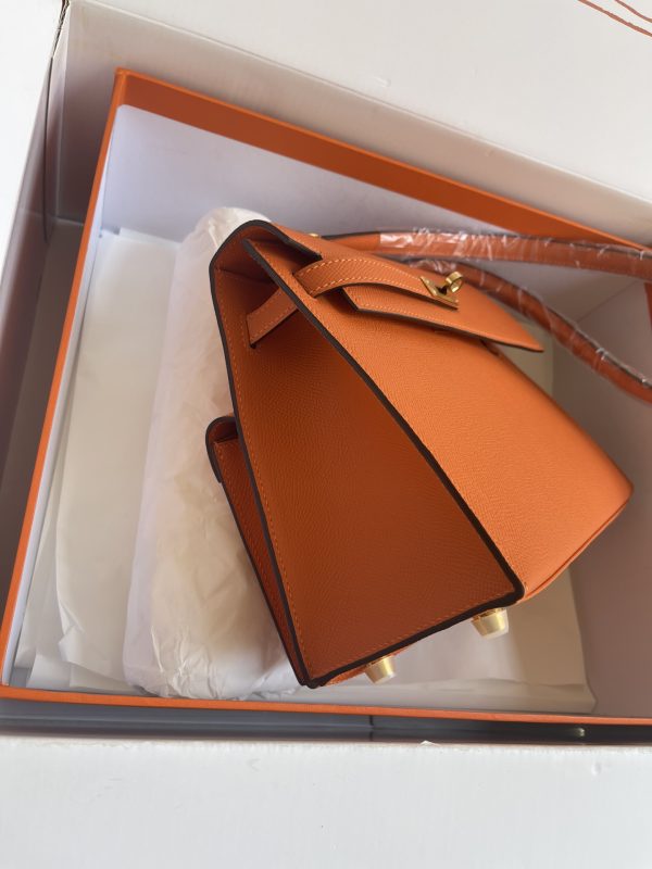 HERMES KELLY SELLIER EN DESORDRE EPSOM GOLD-TONED HARDWARE ORANGE 25CM