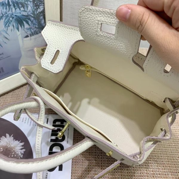 HERMES BIRKIN MINI GOLD HARDWARE EPSOM MILKY WHITE 20CM