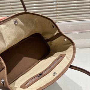 HERMES GARDEN PARTY LEATHER HANDBAG BROWN 30CM