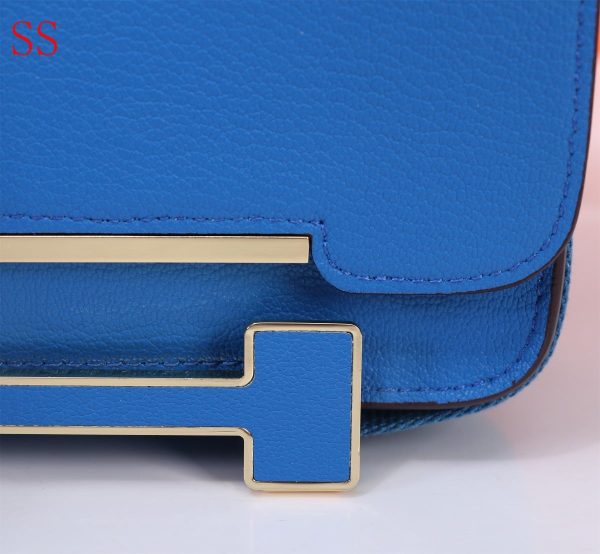 HERMES GETA BLACK CHEVRE GOLD HARDWARE BLUE 20CM