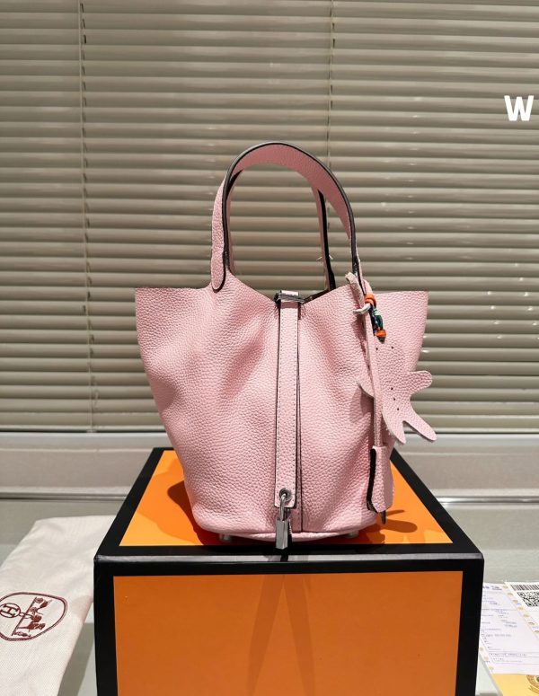 HERMES PICOTIN LOCK 18 WITH CHARM PINK 18CM