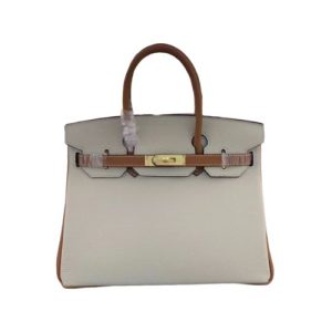 HERMES BIRKIN TOGO LEATHER GOLD HARDWARE BEIGE BROWN 30CM