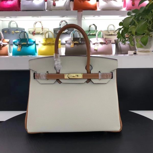 HERMES BIRKIN TOGO LEATHER GOLD HARDWARE BEIGE BROWN 30CM