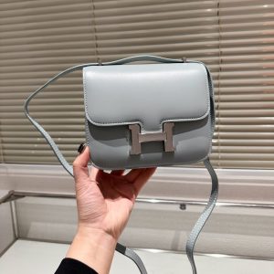 HERMES CONSTANCE LEATHER BAG GREY 18CM