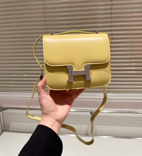 HERMES CONSTANCE LEATHER BAG YELLOW 18CM