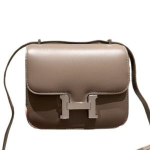 HERMES CONSTANCE LEATHER BAG DARK BEIGE 18CM