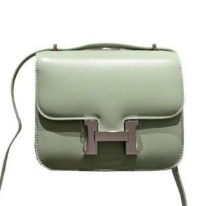 HERMES CONSTANCE LEATHER BAG AVOCADO GREEN 18CM