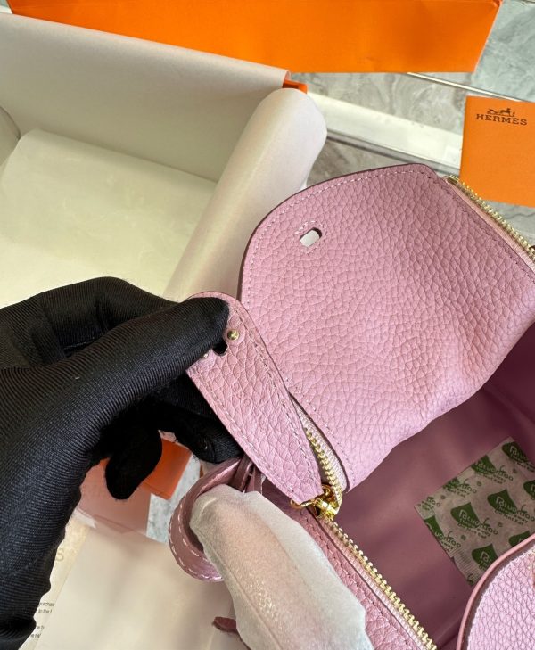 HERMES LINDY MINI BAG ROSE SAKURA WITH GOLD HARDWARE 19CM